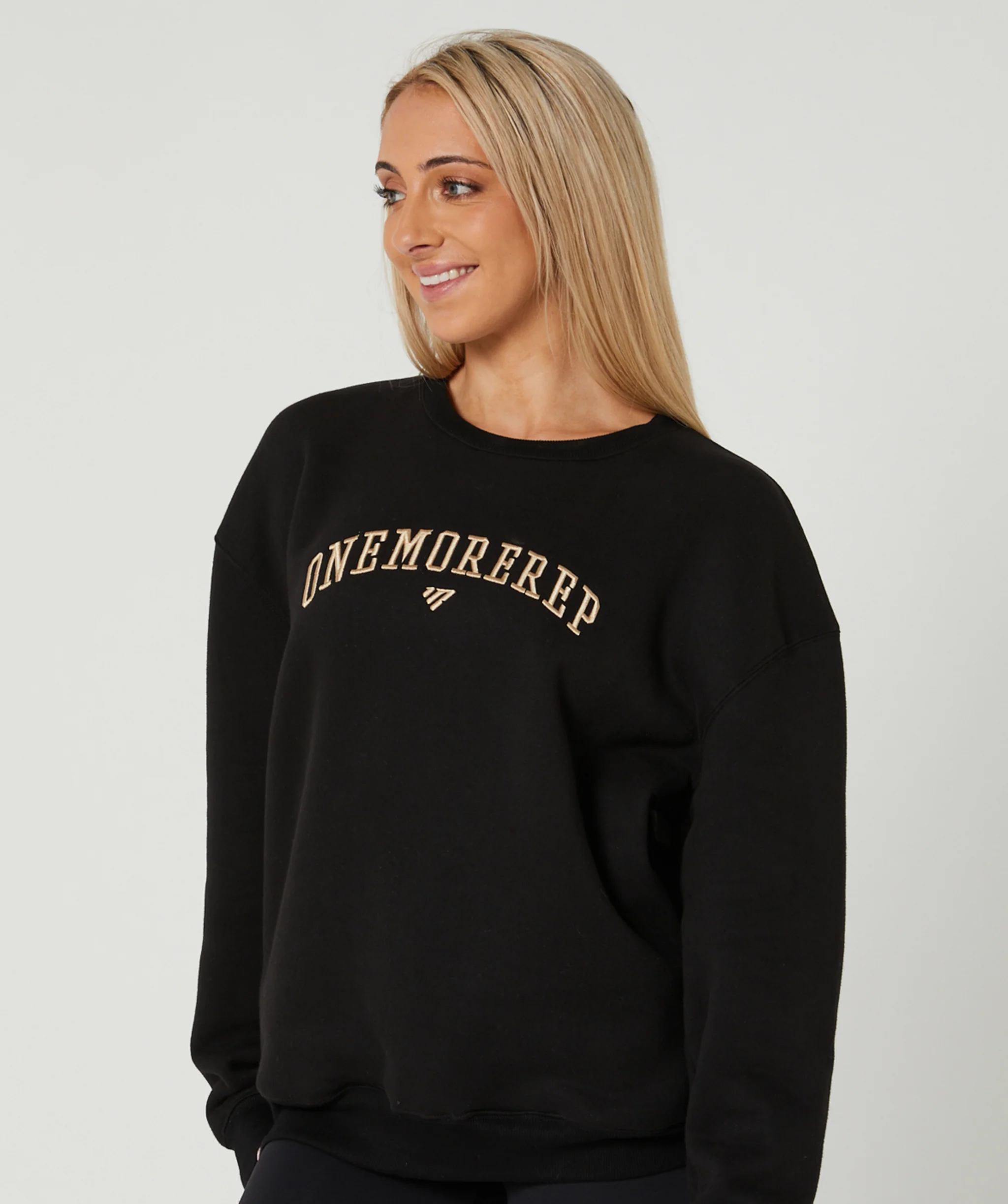 Varsity Crewneck Jumper (Black/Tan) by OneMoreRep - Image 2